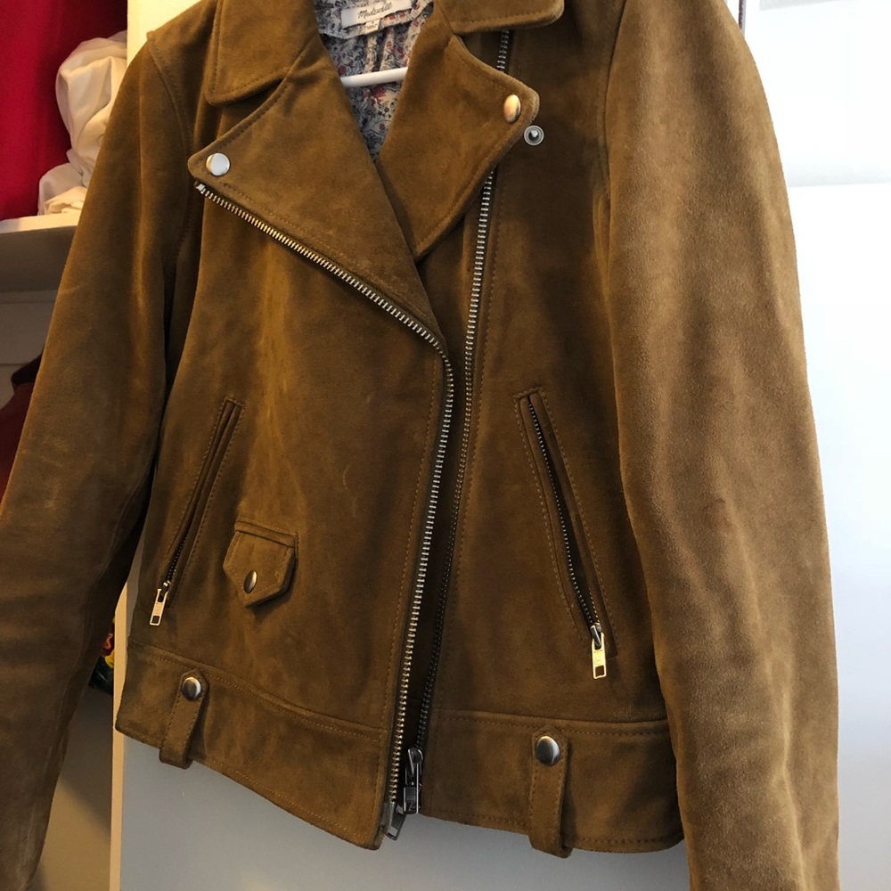 Madewell tan suede moto jacket